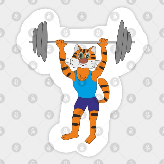 Weightlifter Cat Sticker by Alekvik